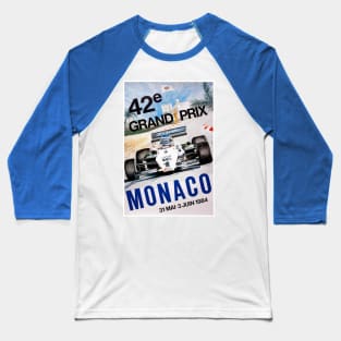 Monaco Vintage 1984 Grand Prix Auto Road Racing Poster Print Baseball T-Shirt
